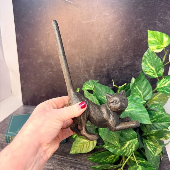 Cast Iron Stretching Cat String Holder Vintage Style Farmhouse Decor - Picture 6 of 9